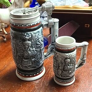 Train beer steins